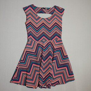 Rebel Sugar dress girl's size M multi-colour with geometric pattern sleeveless